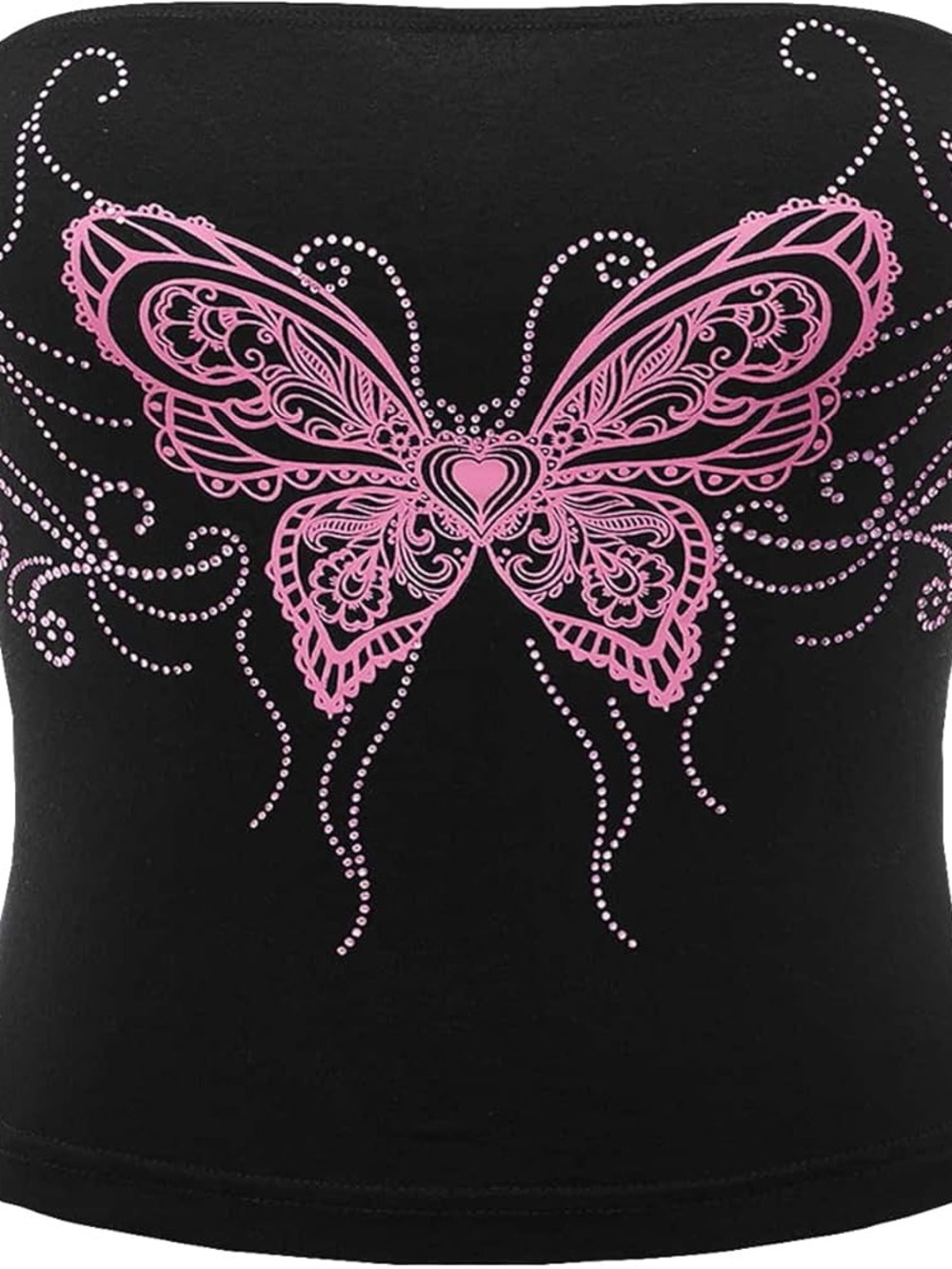 Black Butterfly Tube Top